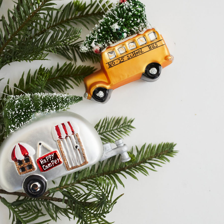 Glass Happy Camper Ornament - Primitives by Kathy - Holiday - $25