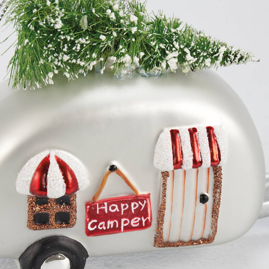 Glass Happy Camper Ornament - Primitives by Kathy - Holiday - $25