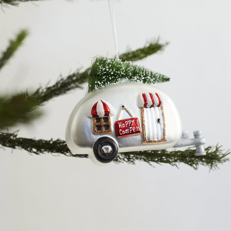 Glass Happy Camper Ornament - Primitives by Kathy - Holiday - $25