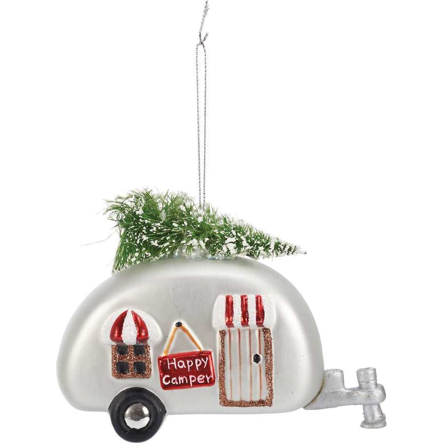 Glass Happy Camper Ornament - Primitives by Kathy - Holiday - $25