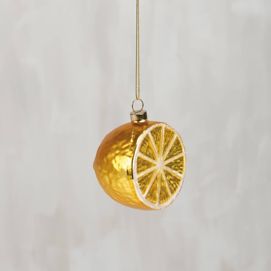 Glass Lemon Half Ornament - Primitives by Kathy - Holiday - $15