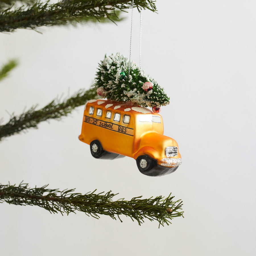 Glass School Bus Ornament - Primitives by Kathy - Holiday - $25