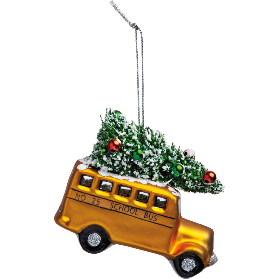 Glass School Bus Ornament - Primitives by Kathy - Holiday - $25