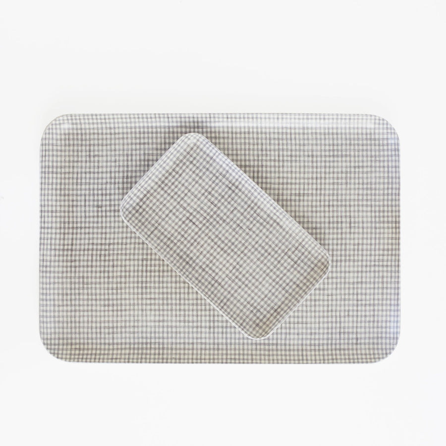Grey Check Tray - Fog Linen - Accessories - $18