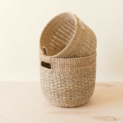 Grey + Natural Round Bottom Basket - Likha - Baskets - $46