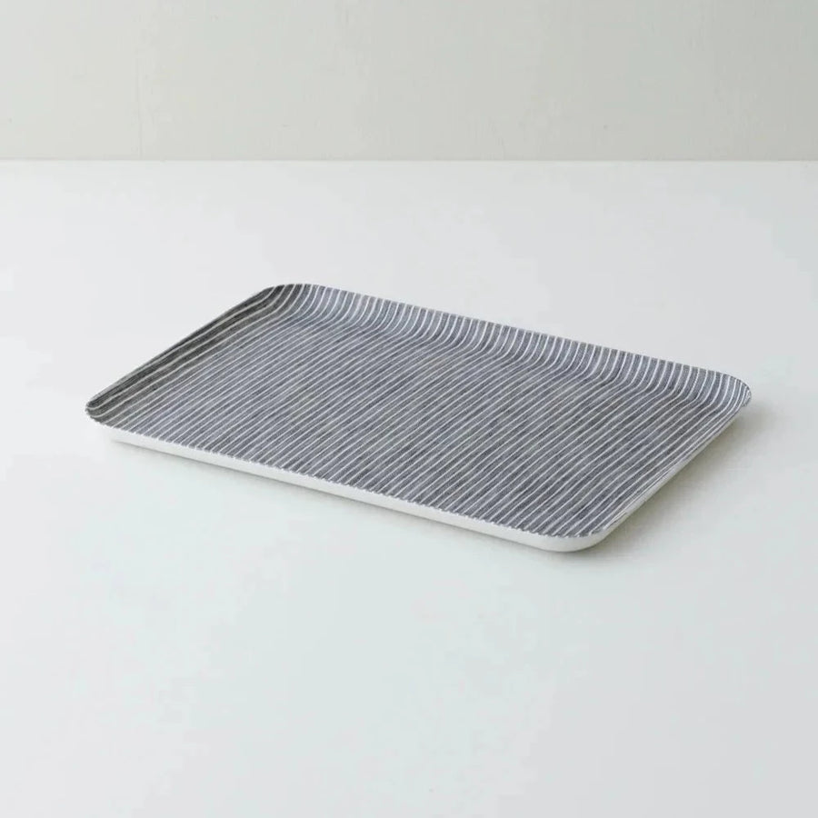 Grey & White Stripe Tray - 13 x 9.25’ - Fog Linen - Accessories - $27