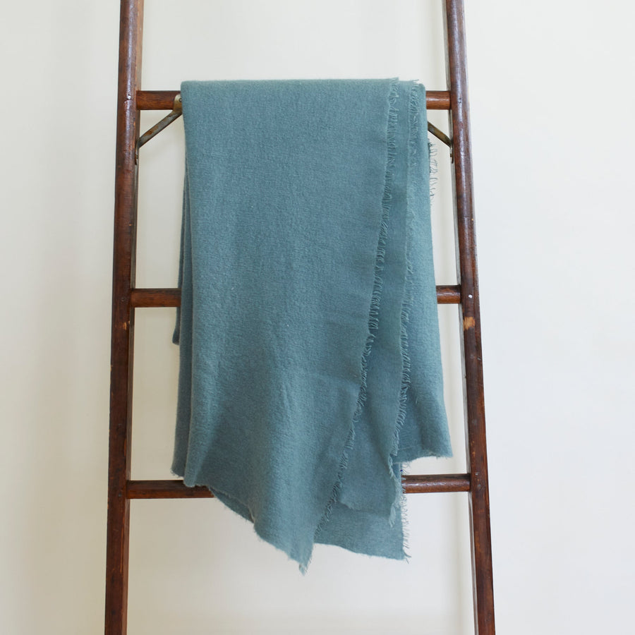 Hand Felted Cashmere Throw Light Teal Grey Mirror in The Sky $1,475