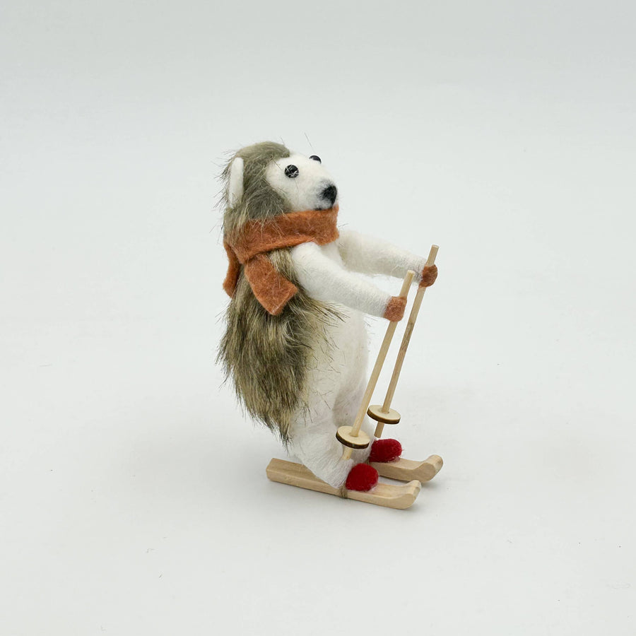 Hedgehog Ski - Felt Figurine Tree Decoration - Kalid Christmas - Holiday - $14