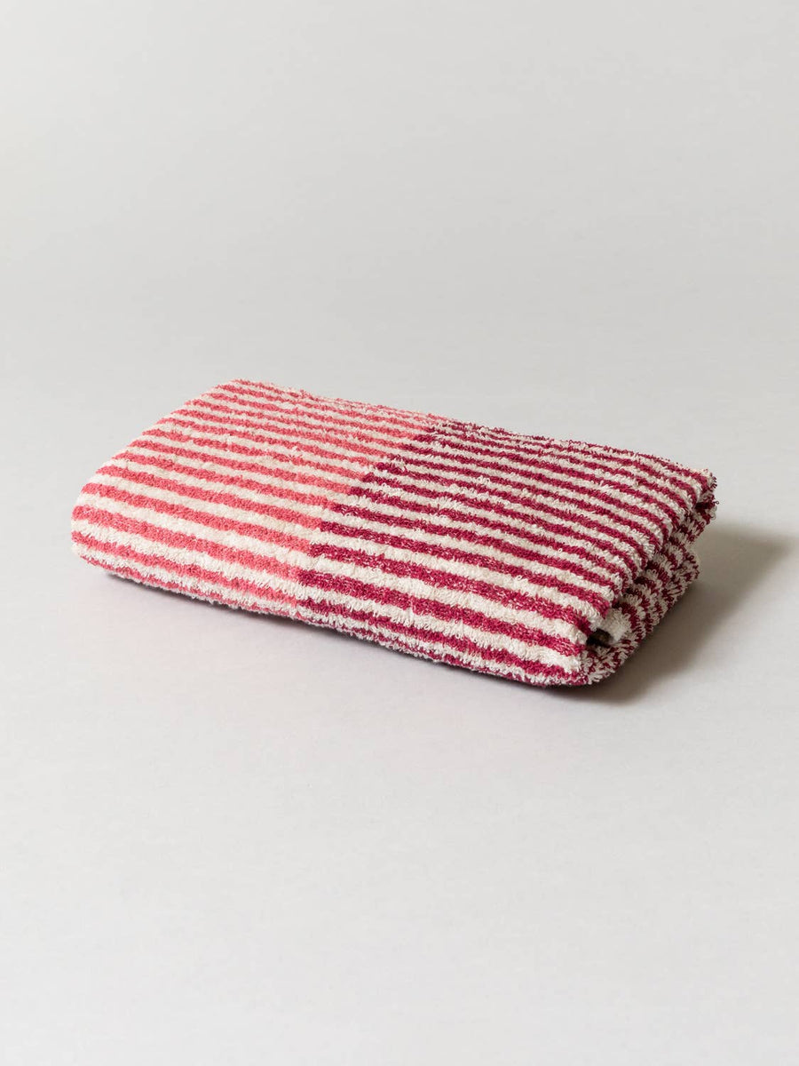 Hemp Stripe Towel - Pink - Morihata International Ltd. Co. - Bath - $48