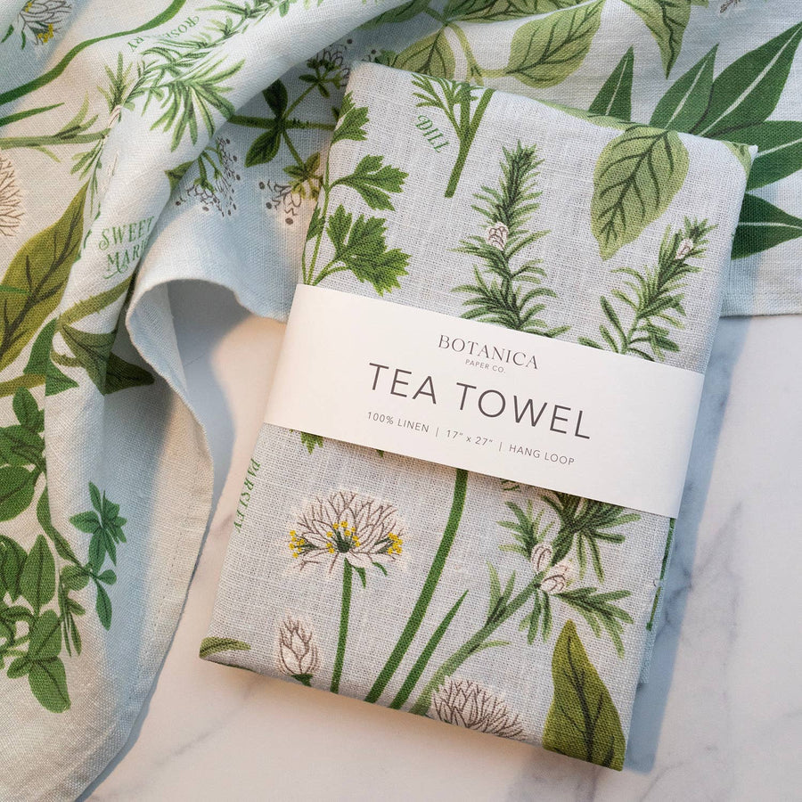 HERB GARDEN | 100% LINEN TEA TOWEL - Botanica Paper Co. - Table - $28