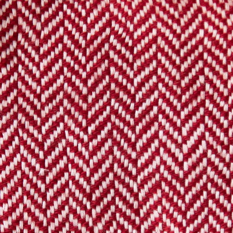 Herringbone Spiga Throw No. 1 - 50x80’ / Crimson Cut Fringe Ian Saude $845