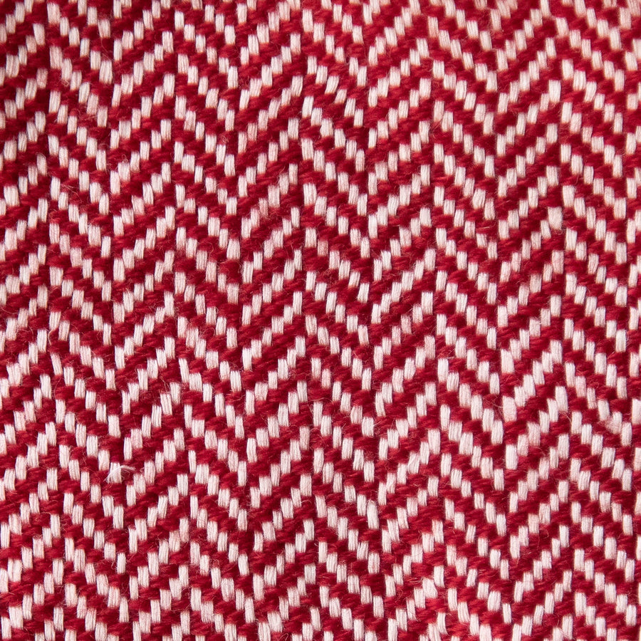 Herringbone Spiga Throw No. 1 - 50x80’’ / Crimson / Cut Fringe - Ian Saude - $845