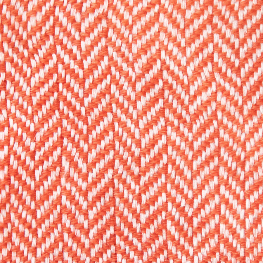 Herringbone Spiga Throw No. 1 - 50x80’’ / Deep Coral / Cut Fringe - Ian Saude - $845