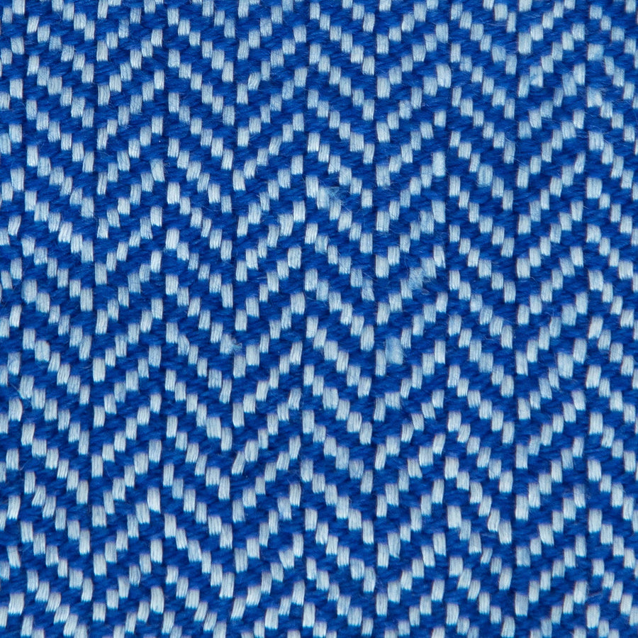 Herringbone Spiga Throw No. 2 - 50x80’ / Cobalt Plain Hem Ian Saude $845