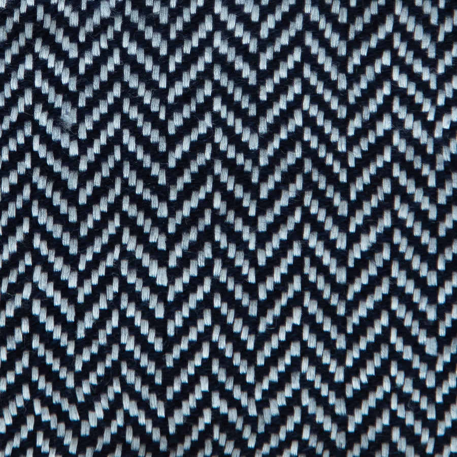 Herringbone Spiga Throw No. 2 - 50x80’ / Navy Plain Hem Ian Saude $845