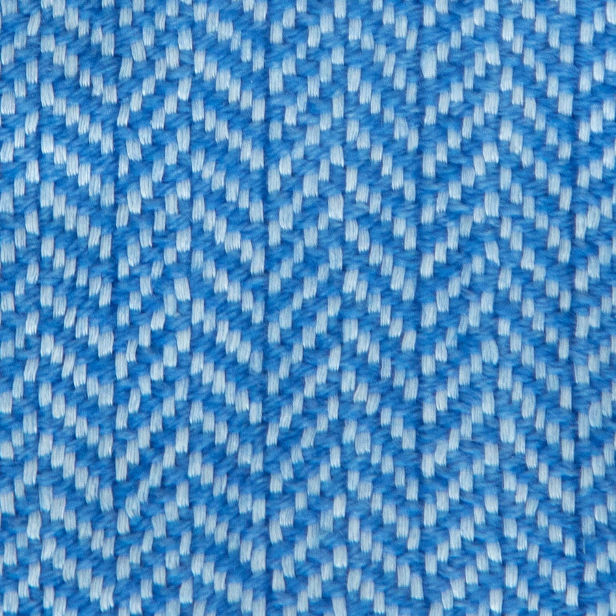 Herringbone Spiga Throw No. 2 - 50x80’ / Parisian Blue Plain Hem Ian Saude $845