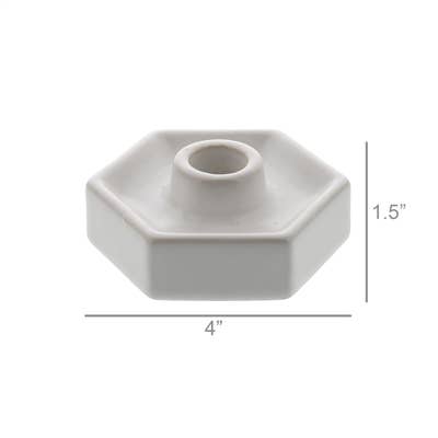 Hexagon Ceramic Taper Holder - Matte White - HomArt - Accessories - $18