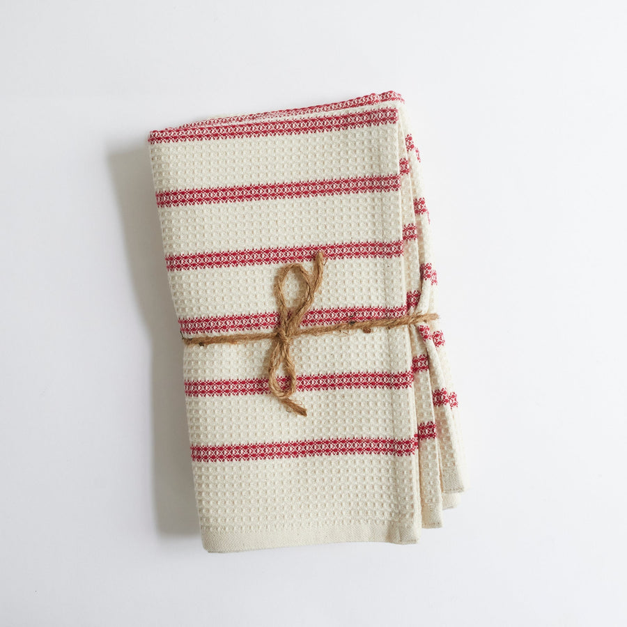 Honeycomb Waffle Kitchen Towels Set of 2 - Red - Mungo - Table - $28
