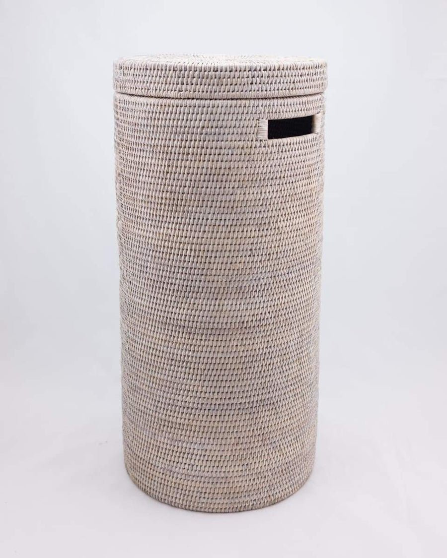 Laundry Hamper with Handle. Tall & Narrow - White Wash - Matahari - Baskets - $320