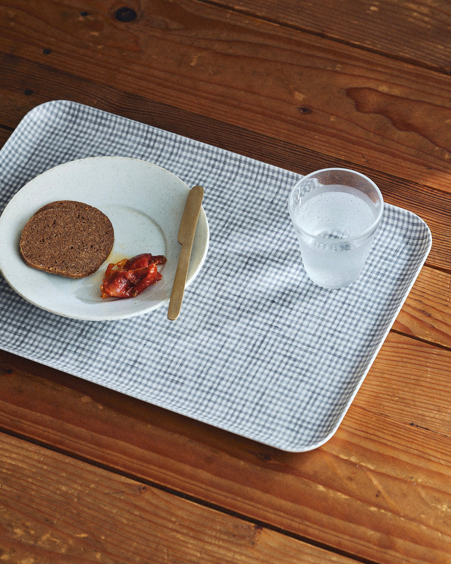 Linen Coated Tray - Grey Check - 15.25 x 10.75’’ - Fog Work - Accessories - $36