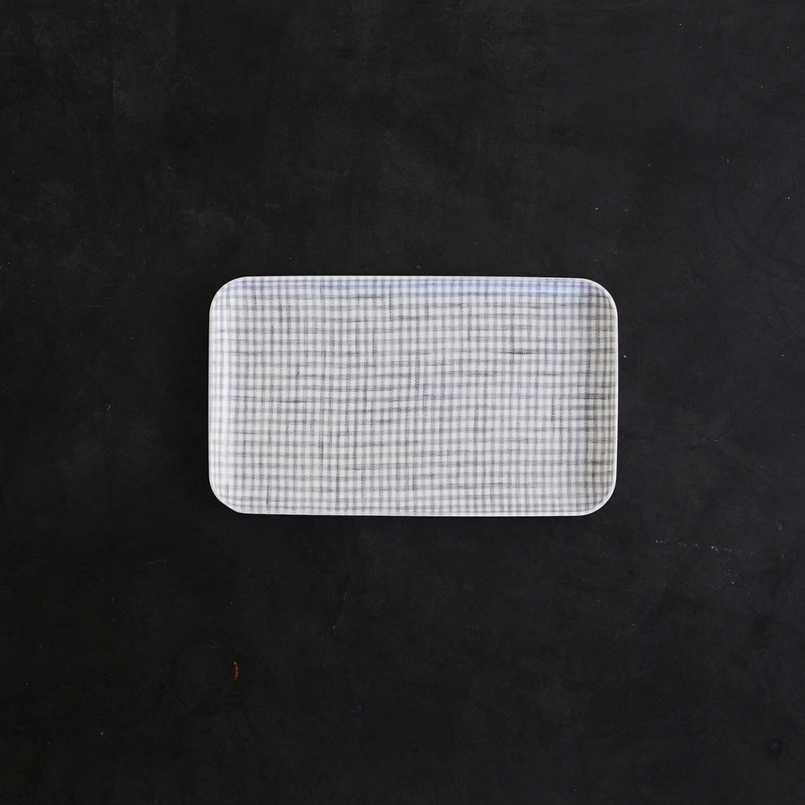 Linen Coated Tray - Grey Check - Fog Work - Accessories - $18