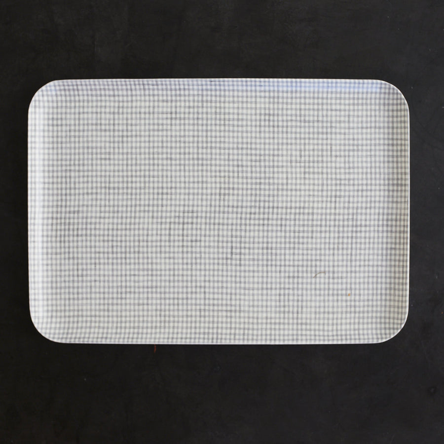 Linen Coated Tray - Grey Check - Fog Work - Accessories