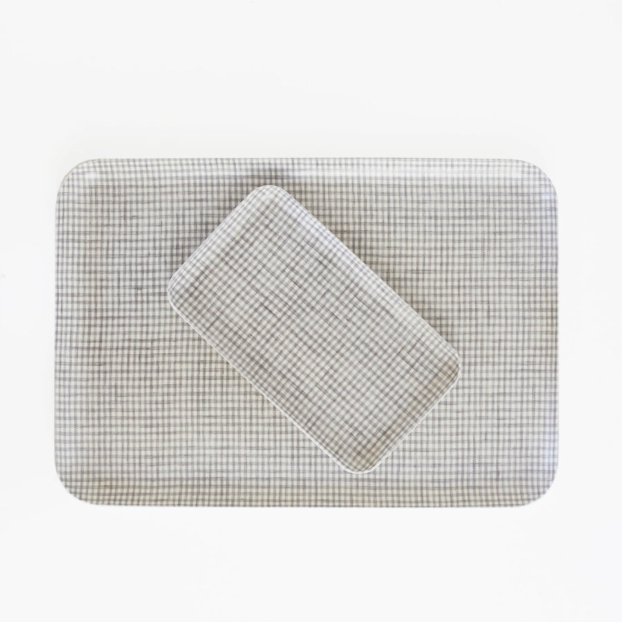 Linen Coated Tray - Grey Check - Fog Work - Accessories - $18