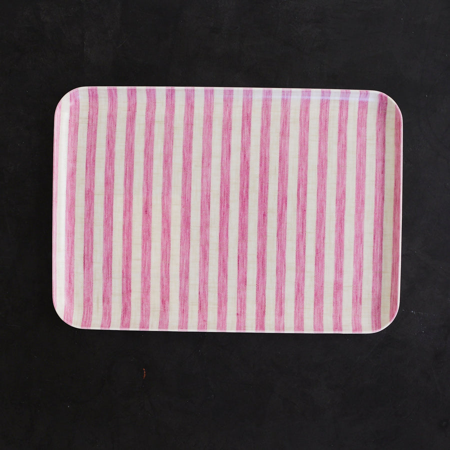 Linen Coated Tray - Pink Stripe - 15.4 x 10.6’’ - Fog Work - Accessories - $36