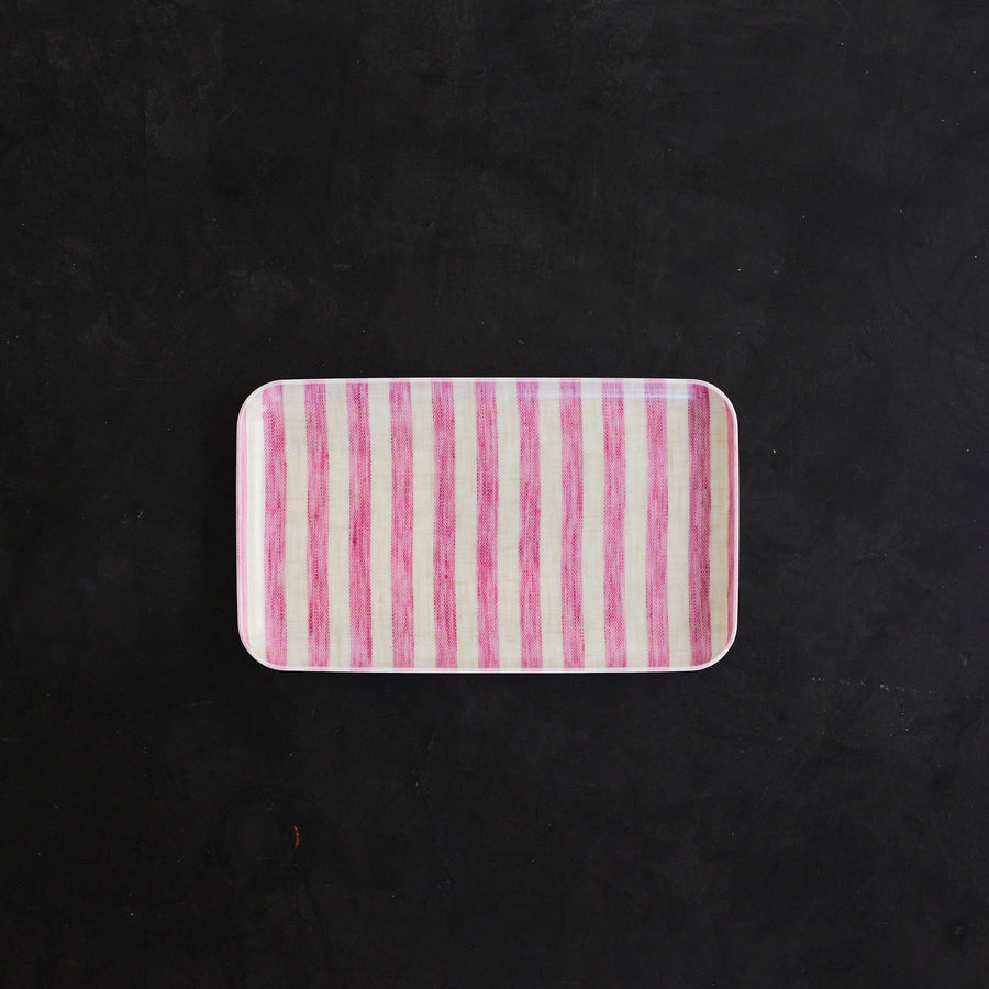 Linen Coated Tray - Pink Stripe - 8.5 x 5’’ - Fog Work - Accessories - $18