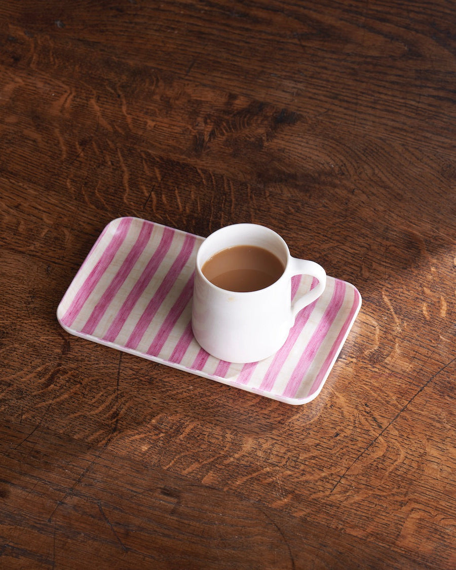 Linen Coated Tray - Pink Stripe - Fog Work - Accessories - $18