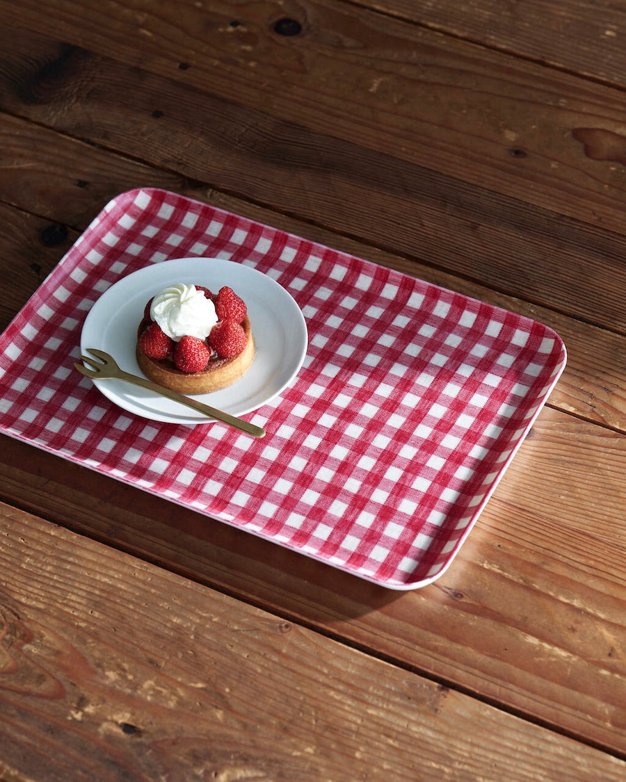 Linen Coated Tray - Red Check - 13 x 9.25’’ - Fog Work - Accessories - $28