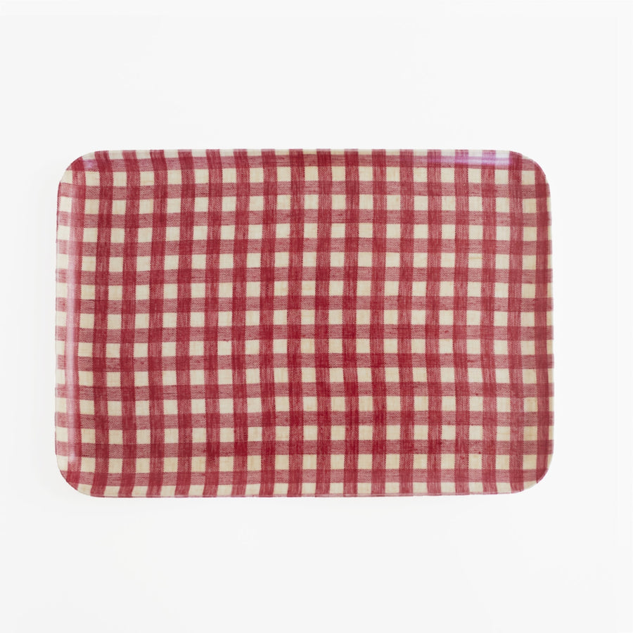 Linen Coated Tray - Red Check - 13 x 9.25’’ - Fog Work - Accessories - $28