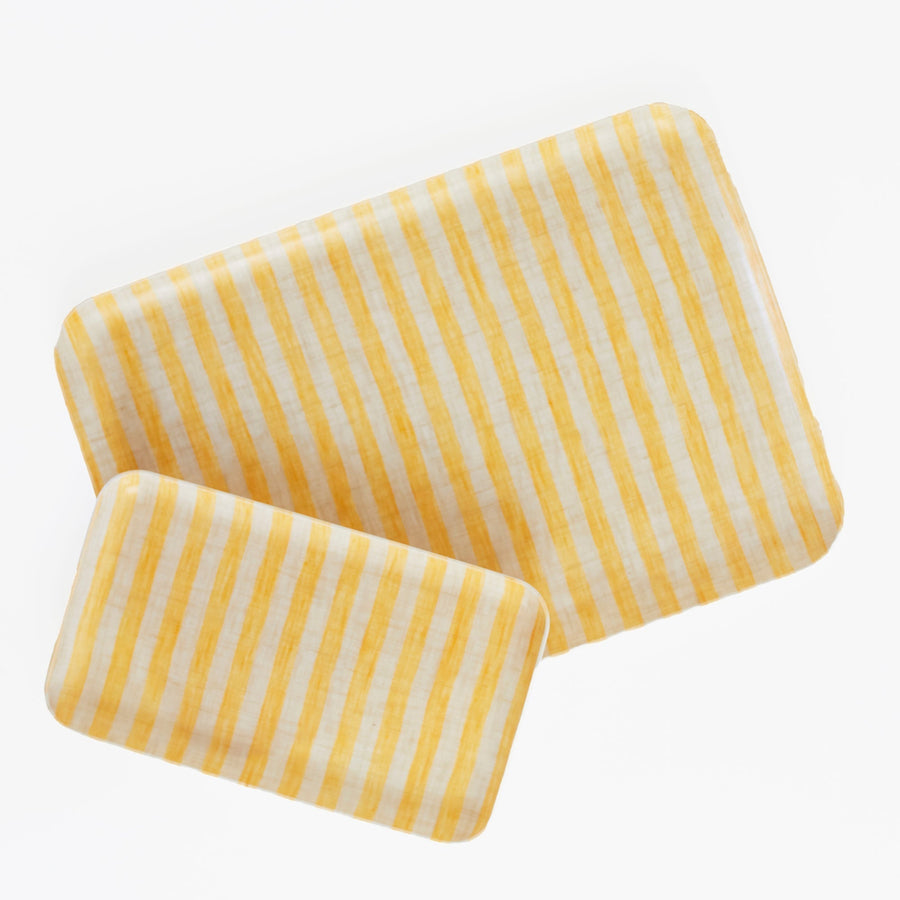 Linen Coated Tray - Yellow Stripe - Fog Work - Accessories - $18