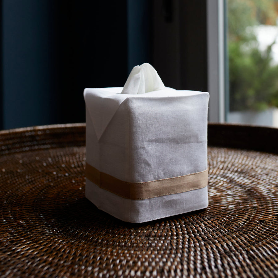 Lowell Linen Tissue Box Cover - Ambrosia - Matouk - Bath - $65