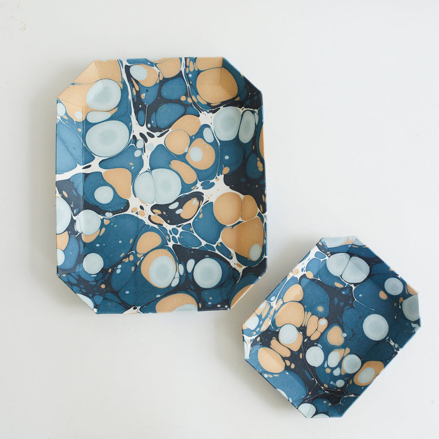 Marbled Octagonal Trays- Blue Peebles - Craft Boat - Accessories