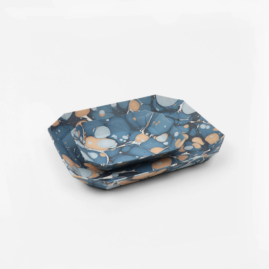 Marbled Octagonal Trays- Blue Peebles - Craft Boat - Accessories
