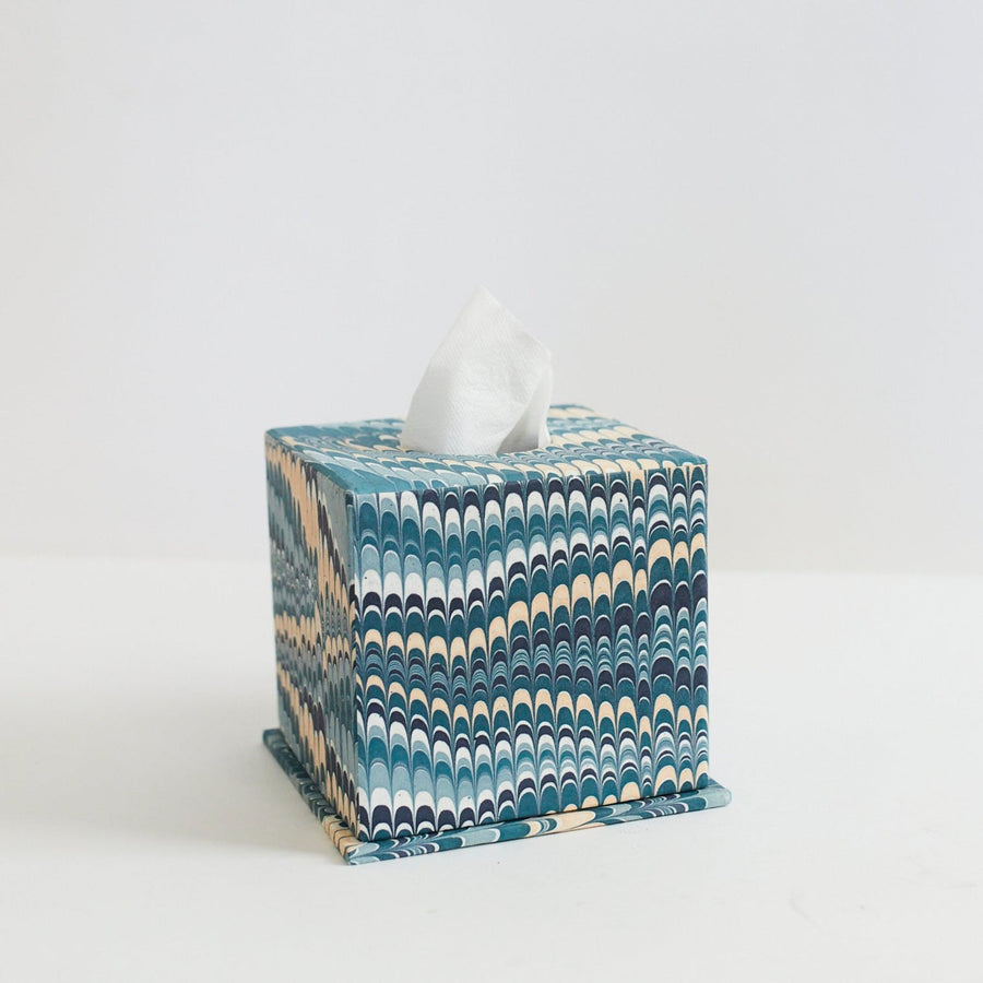 Marbled Tissue Box - Mountain Blue Ochre - Craft Boat - Accessories - $85