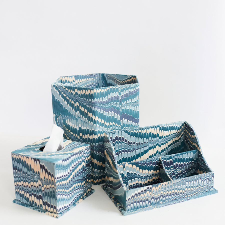Marbled Tissue Box - Mountain Blue Ochre - Craft Boat - Accessories - $85