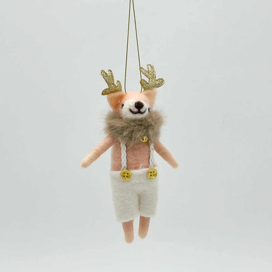 Mr. Fashion Deer - Felt Figurine Tree Decoration - Kalid Christmas - Holiday - $14