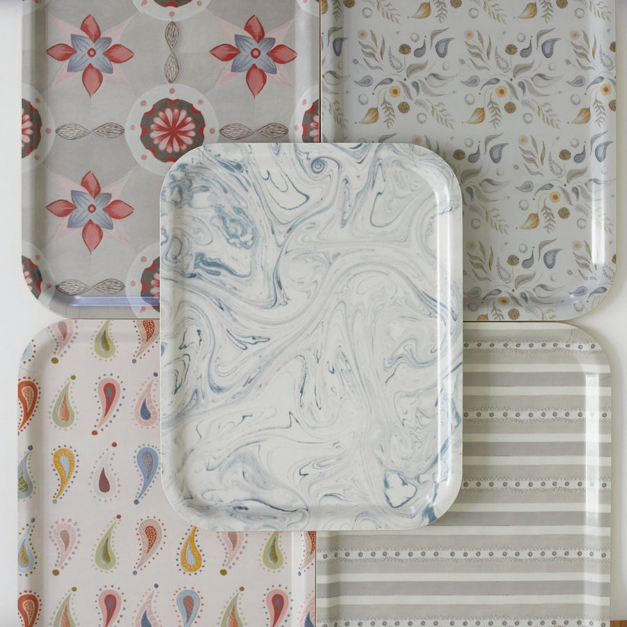 Mushroom Stripe Birchwood Tray - Form Press - Accessories