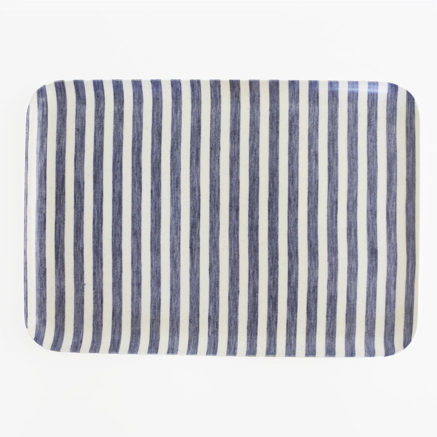 Navy Blue Stripe Tray - 15.25 x 10.75’ - Fog Linen - Accessories - $35