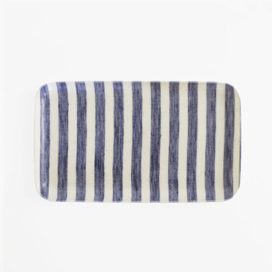 Navy Blue Stripe Tray - 8.5 x 5’ - Fog Linen - Accessories - $18