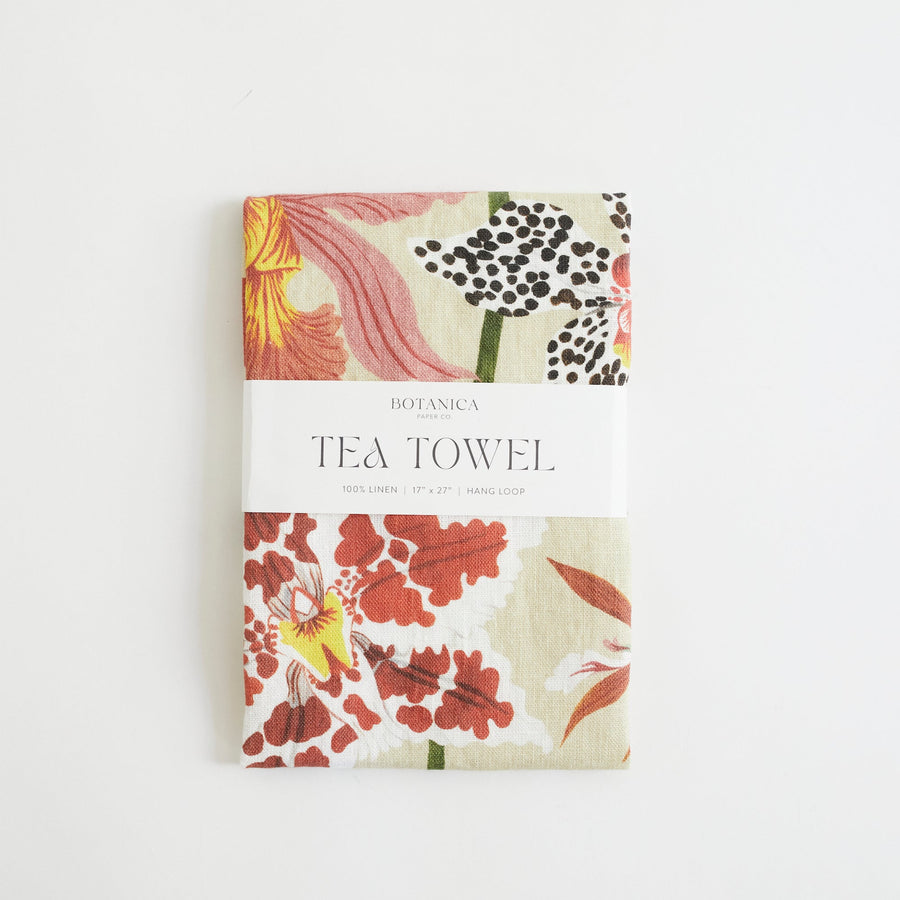 ORCHIDS | 100% LINEN TEA TOWEL - Botanica Paper Co. - Table - $28