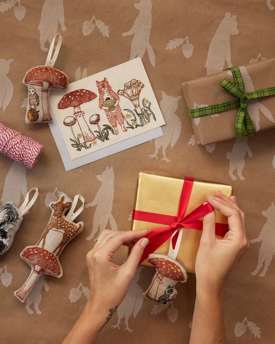 Owl with Mushroom Ornament - Coral & Tusk - Holiday - $34