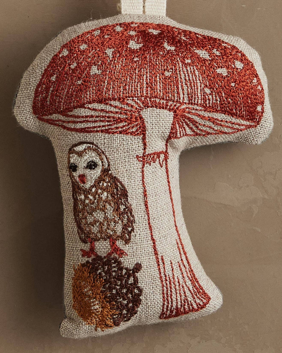 Owl with Mushroom Ornament - Coral & Tusk - Holiday - $34