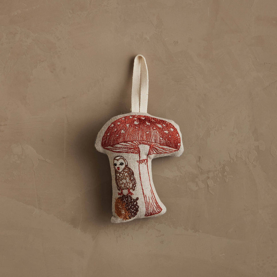 Owl with Mushroom Ornament - Coral & Tusk - Holiday - $34