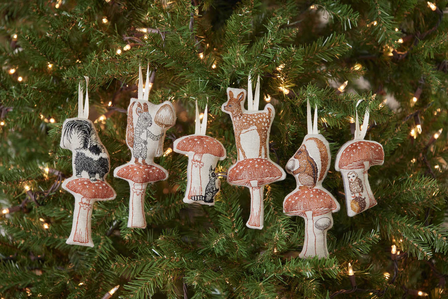 Owl with Mushroom Ornament - Coral & Tusk - Holiday - $34