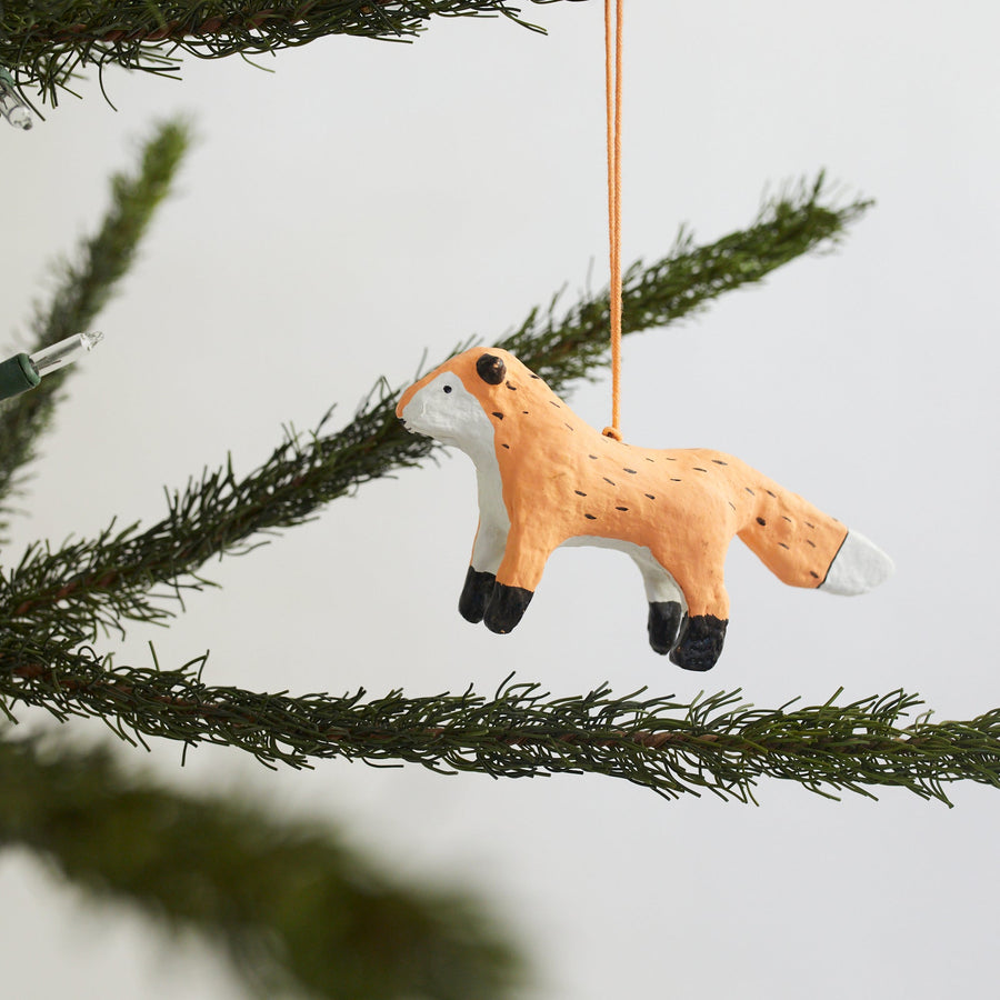 Paper Mache Fox - Fog Linen Work - Holiday - $12