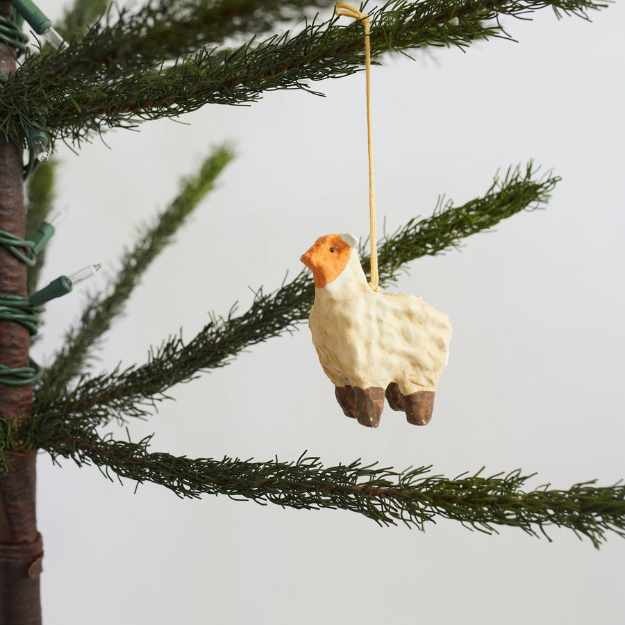 Paper Mache Sheep - Fog Linen Work - Holiday - $10.35