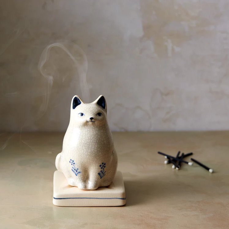 Porcelain Animal Incense Burner - Cat Nippon Kodo Fragrance $42